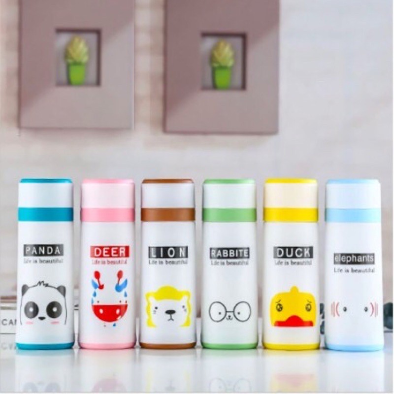 Botol Minum Kaca Animal 380ml / Botol Air Kaca / Termos Kaca termos mini anak animal