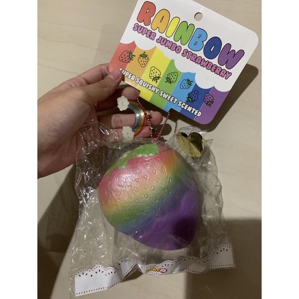 Puni Maru Rainbow Super Jumbo Strawberry Squishy ( licensed )