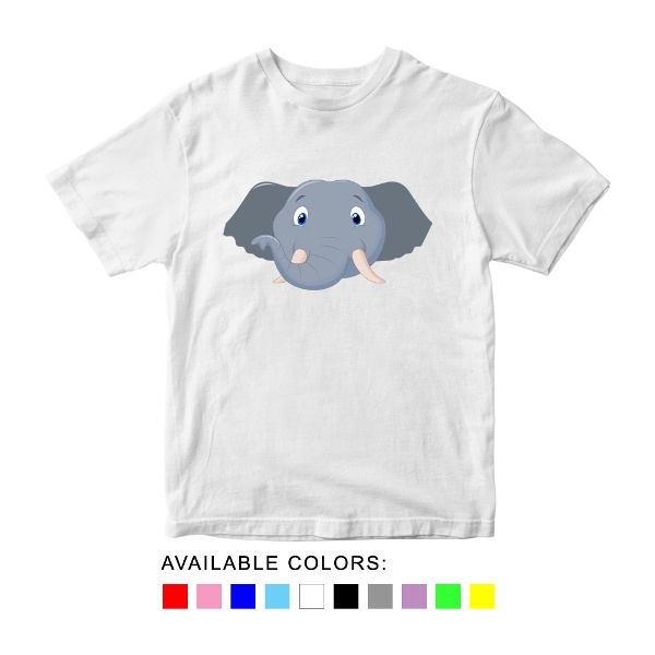Kaos Anak Gambar Gajah, Warna Putih, Umur 1-5 Tahun