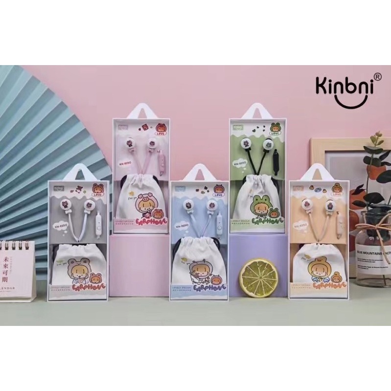 [ KN-8250 ] Set Headset Earphone LOVE CARTOON LUCU / Kain penyimpanan Earphone Karakter Lucu