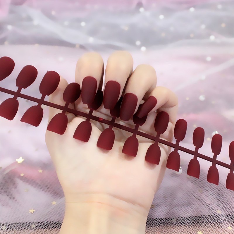 24pcs BALERINA FAKE NAILS / kuku palsu matte balerina short coffin kylie jenner matte doff kupal