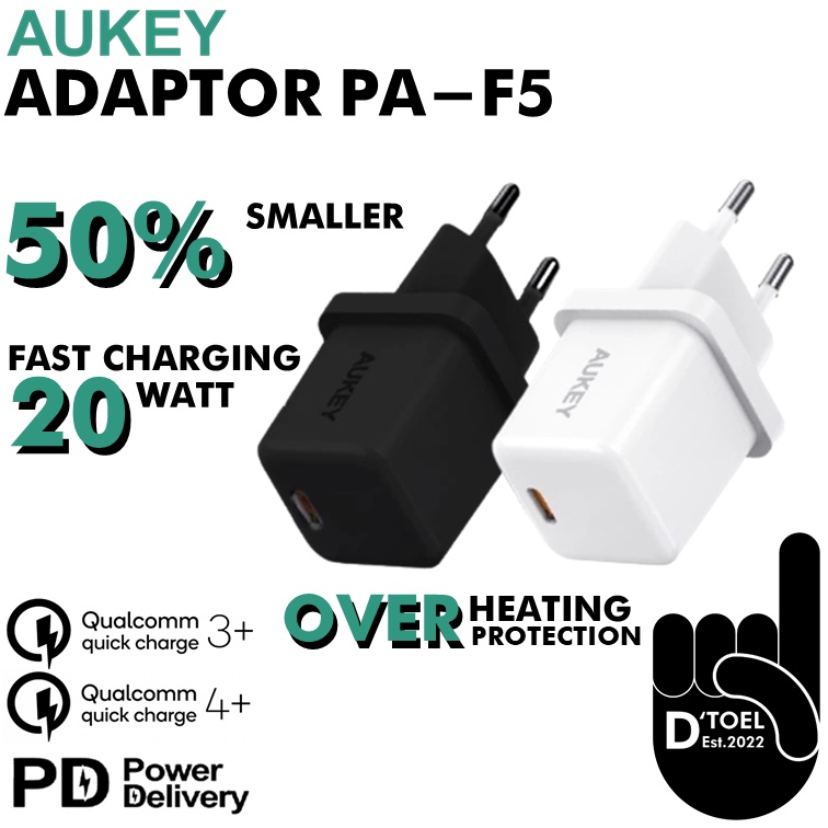 Charger Adaptor Aukey PA-F5 20W 20 Watt Fast Charging Power Delivery