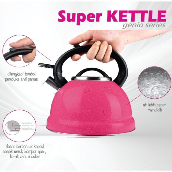 BOLDE Super Kettle GENIO ( Ketel Siul ) Bahan Keramik isi 3 Liter | Teko | Pemanas Air