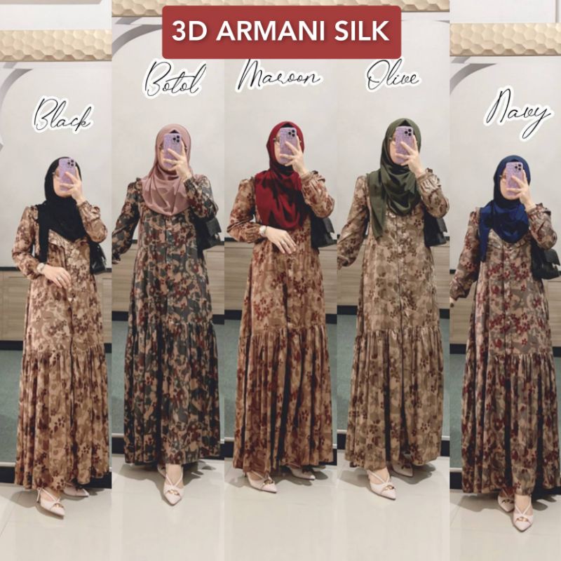 GAMIS 3D ARMANI SILK IMPORT ORI SEKARARUM FASHION