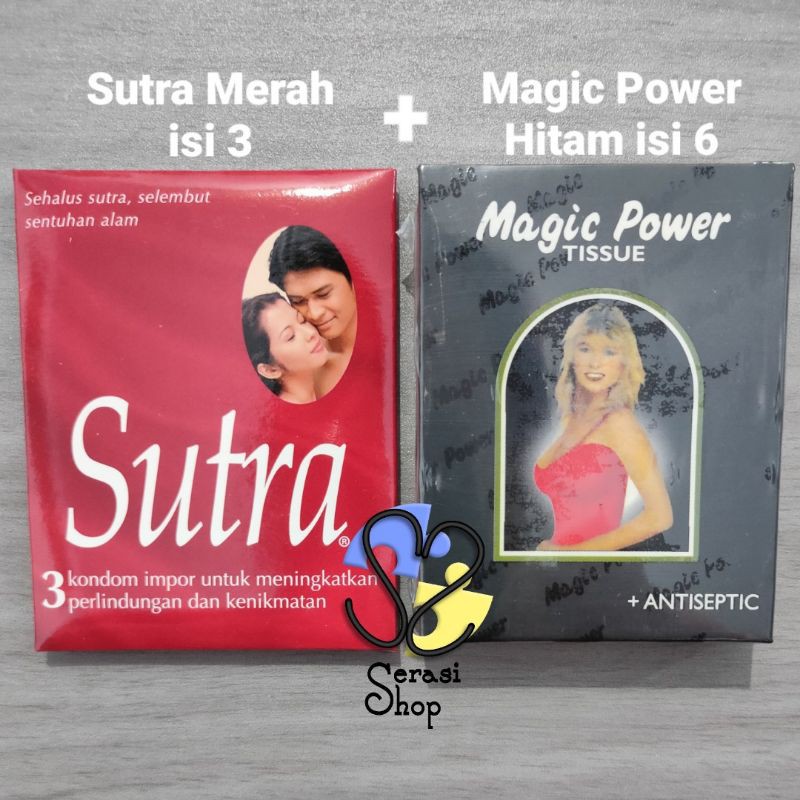 Magic Power Hitam 6pcs / Magic Power Merah Crimson Desire 6 sachet tissue basah obat kuat tisu magic-Sutra Merah+MP Hitam