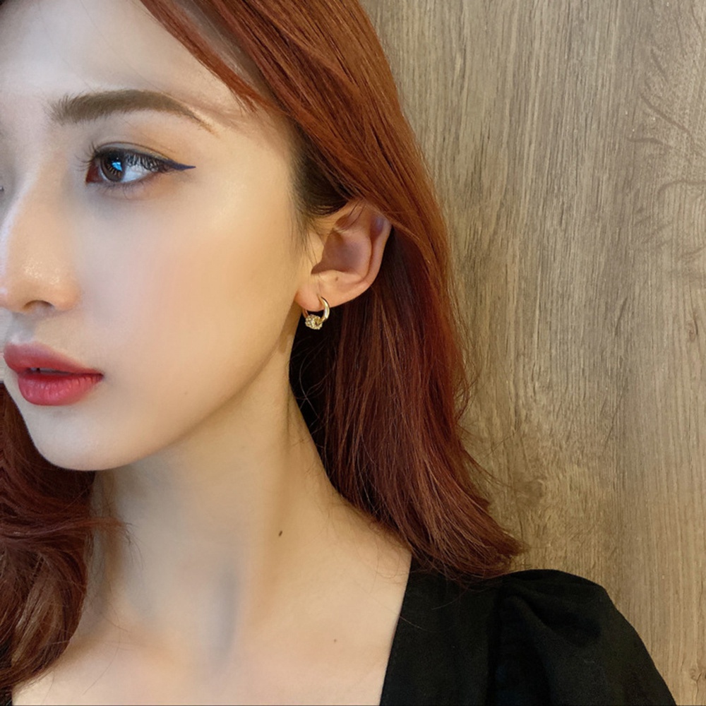 Needway  Golden Plated Hoop Earrings Vintage Fashion Jewelry Circle Ear Buckles Women Punk Korean Geometric Alloy Ins Ear studs/Multicolor