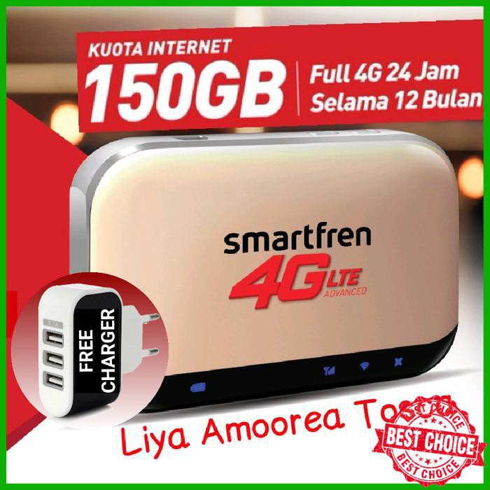 PROMO HARGA MURAH MIFI 4G ROUTER MODEM WIFI 4G SMARTFREN 4G ANDROMAX M5 FREE KUOTA 150GB - Emas