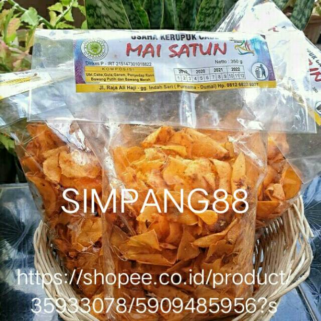 

KERUPUK CABE KHAS KOTA DUMAI MAI SATUN (UKURAN BESAR) free packing dus