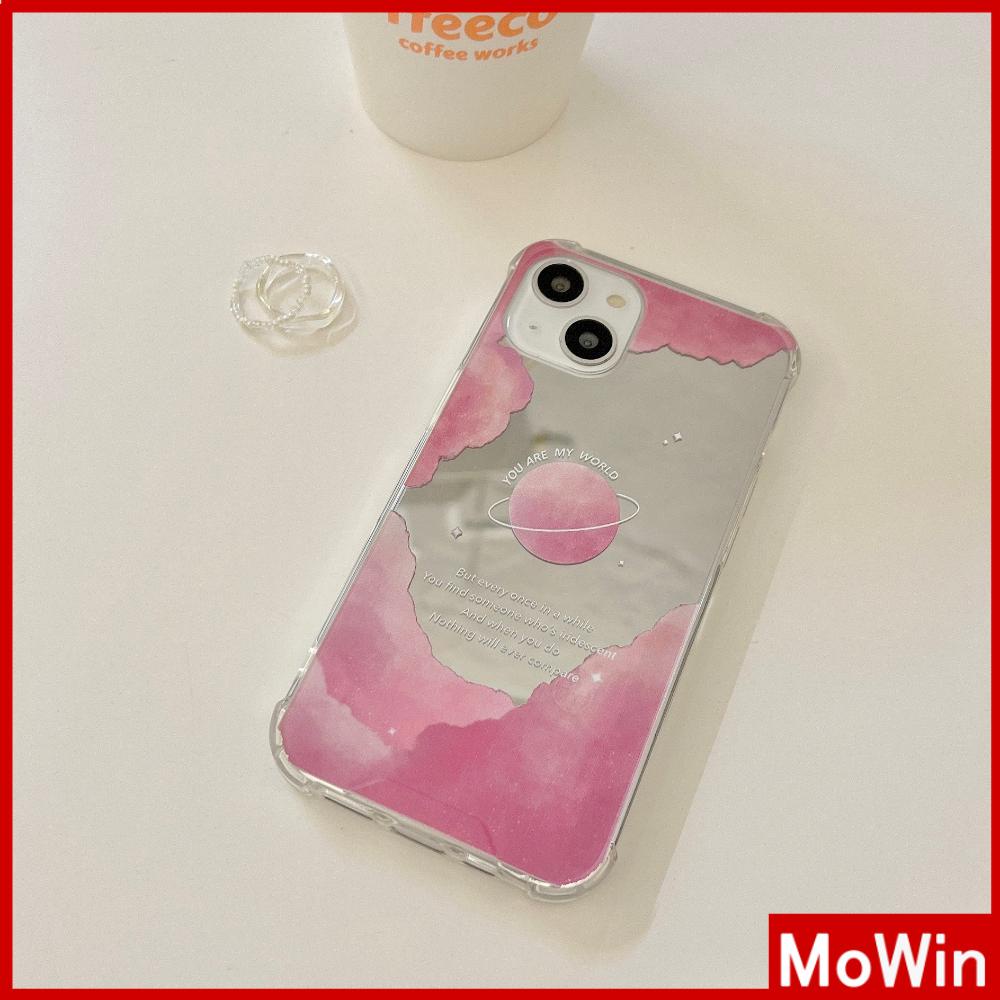 iPhone Case Acrylic HD Makeup Mirror Airbag Shockproof Protection Camera Pink Planet Moon Cloud Compatible For iPhone 11 iPhone 13 Pro Max iPhone 12 Pro Max iPhone 7 Plus iPhone xr