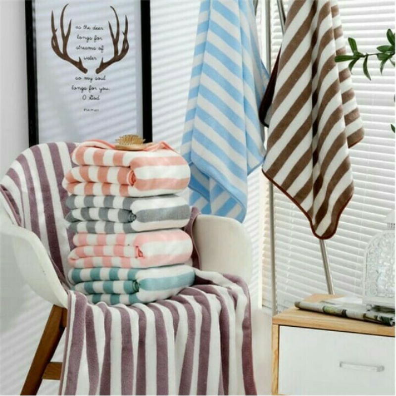 ZIGZAG STRIP GARIS DIAMOND HANDUK MANDI DEWASA 70X140 MICROFIBER QUICKY DRY DAYA SERAP TINGGI BULU LEMBUT  PREMIUM