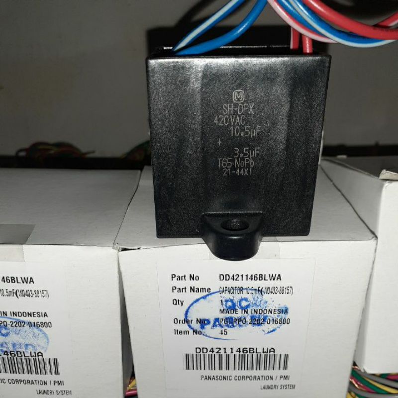 Capasitor mesin cuci PANASONIC 10.5uf 3.5uf ORIGINAL