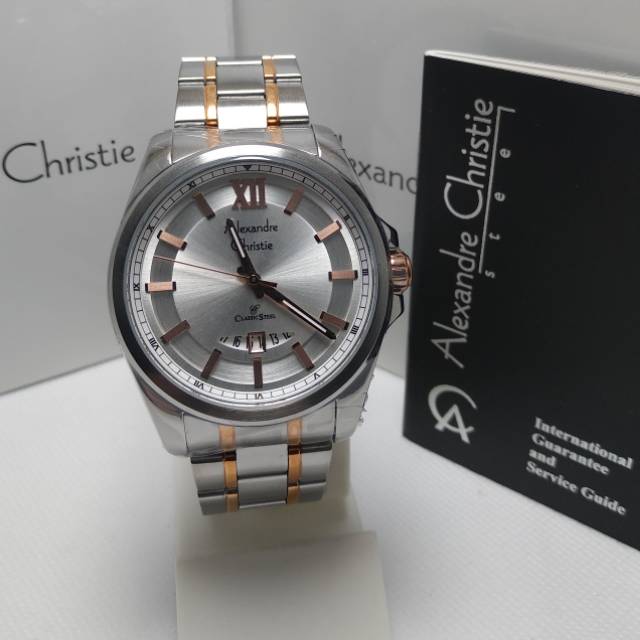 Jam tangan pria Alexandre Christie AC 8473MD kombinasi rosgold original