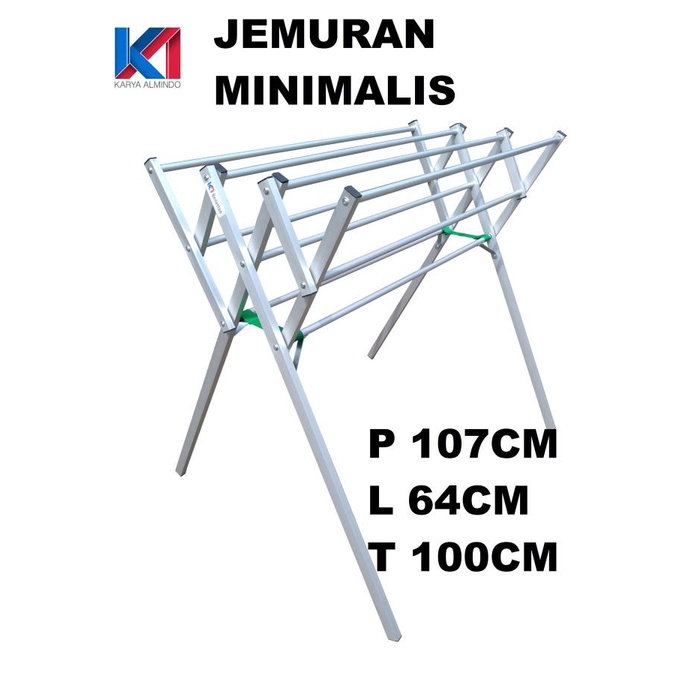 Jemuran Baju Lipat Palang 9 Aluminium Minimalis Murah