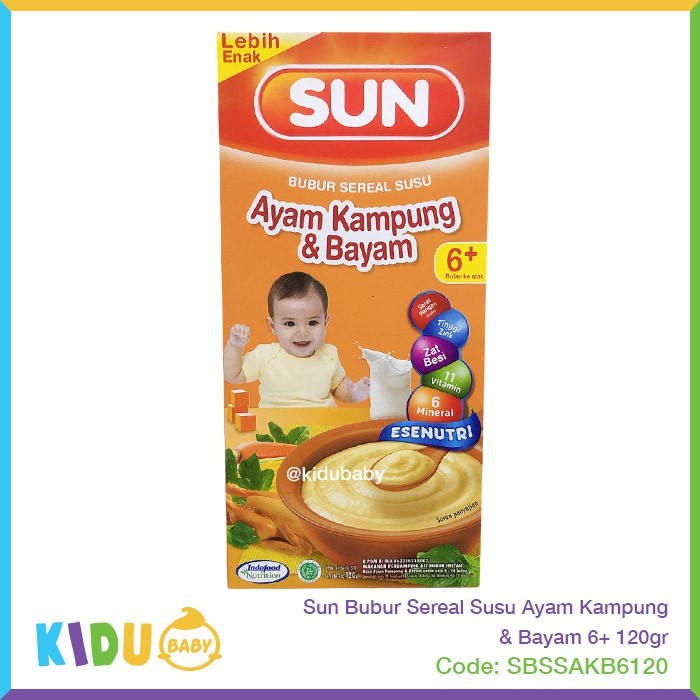 Sun Bubur Cereal Susu usia 6 bulan keatas 120gr Bubur Bayi Sehat MPASI Kidu Baby