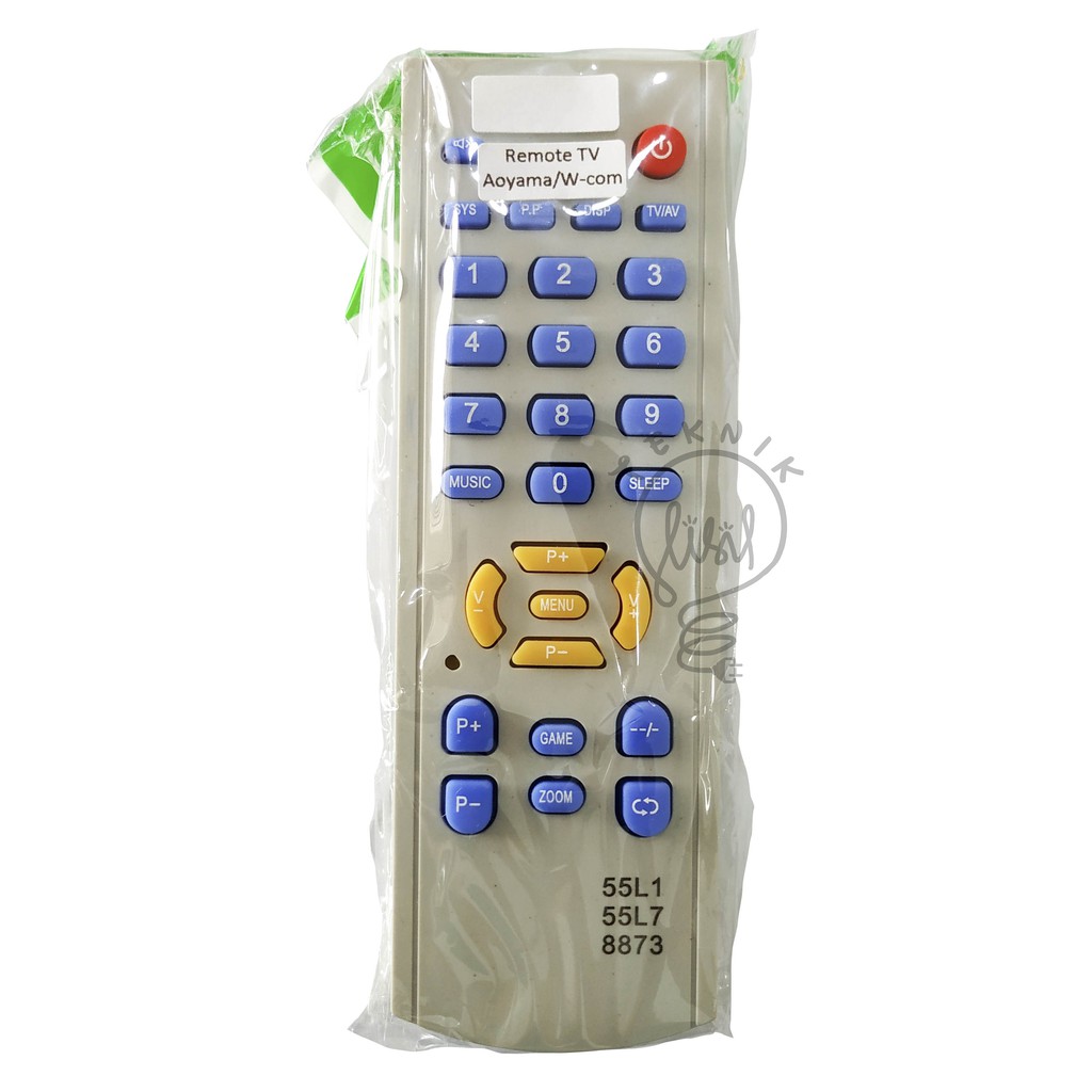 REMOTE REMOT CONTROL TV TABUNG JADUL BULAT BESAR LAMA AOYAMA / W-COM TELEVISI RTA0400198AA