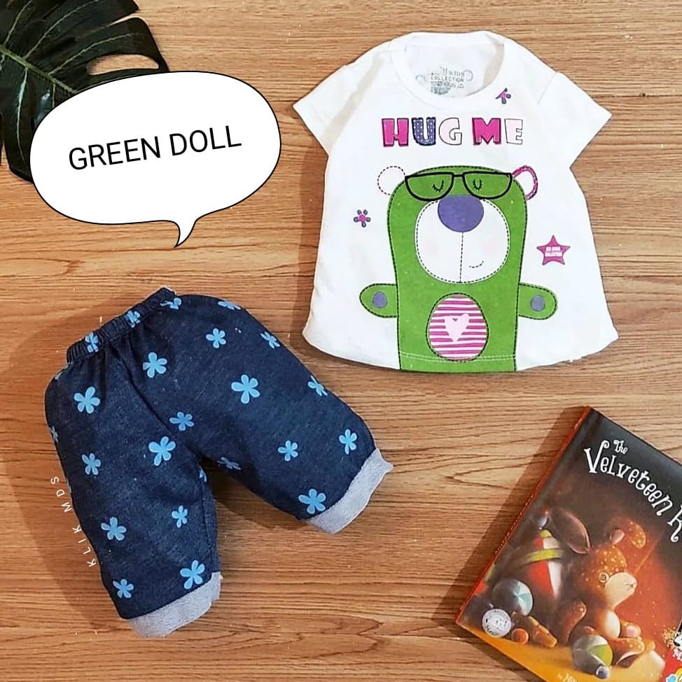 Klik Mds Setelan Baju Anak Bayi Perempuan Atasan Dan Celana Motif Green Doll Usia 0-12 Bulan