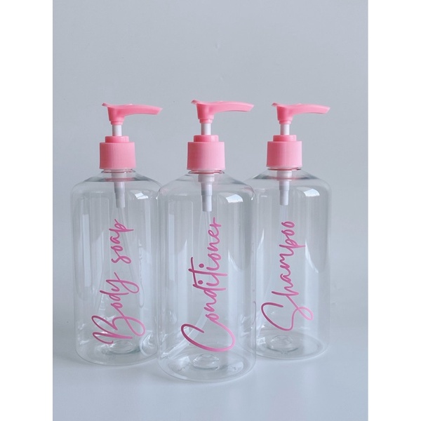 botol BENING 24 500ml PINK EDITION . aesthetic bottle minimalist refill organizer tempat sabun cair pump estetik