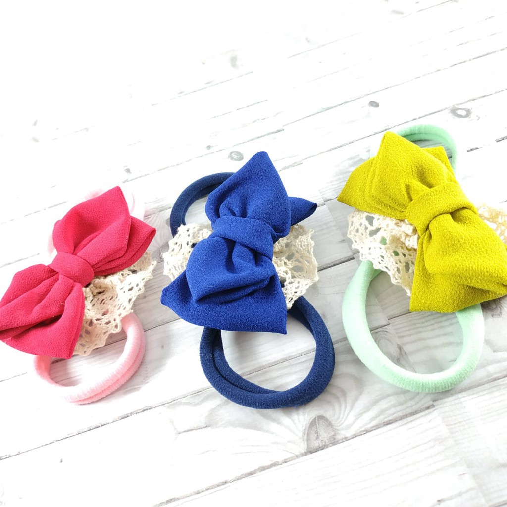 Bando baby Bandana Anak bayi Pita Newborn Headband Ikat Rambut Handmade Korea By Tokopelanginicer