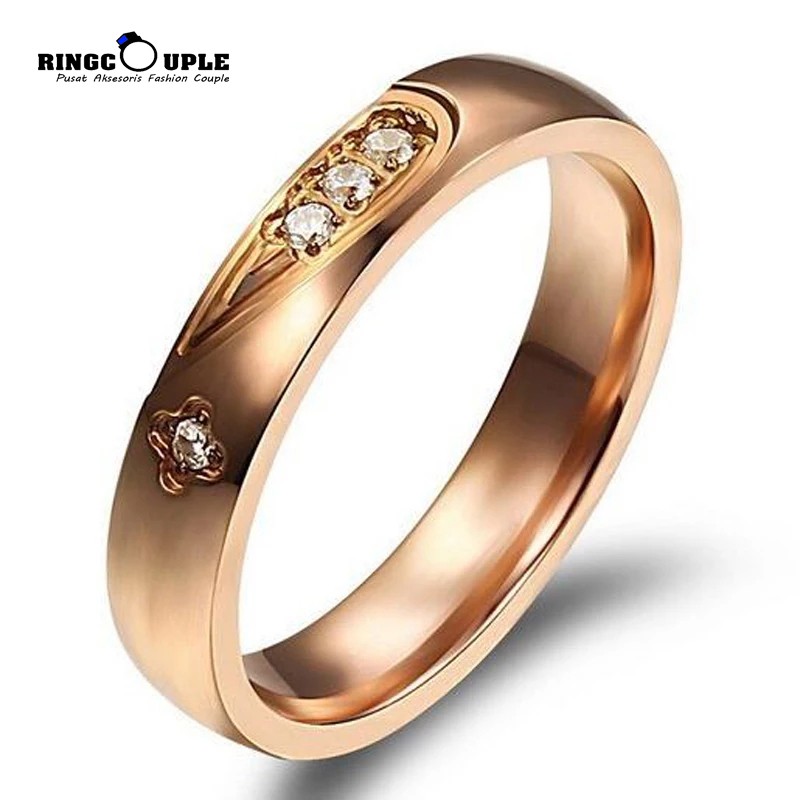 [JB019] Cincin Couple Titanium Original 100% Anti Pudar (GRATIS BOX)