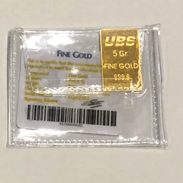 UBS Logam Mulia Emas Murni Fine Gold Batang Batangan 5 Gram Sertifikat SNI Garansi