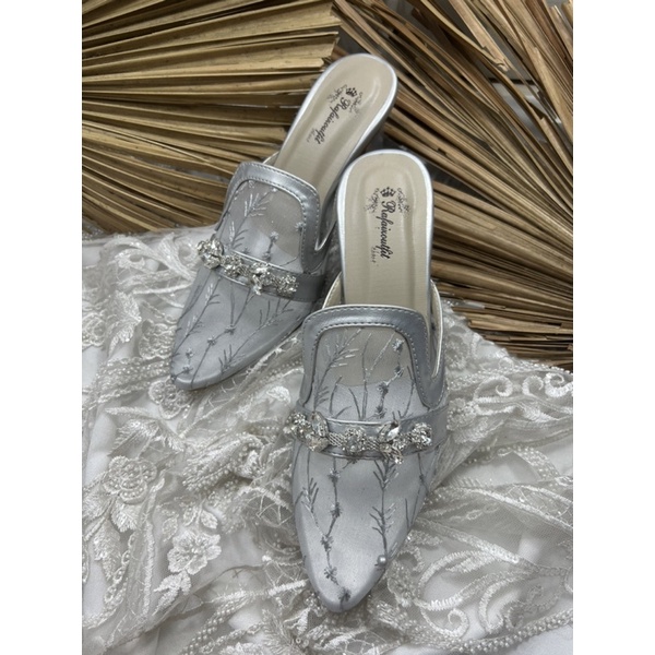 sepatu pengantin wanita maura silver tinggi 7cm tahu