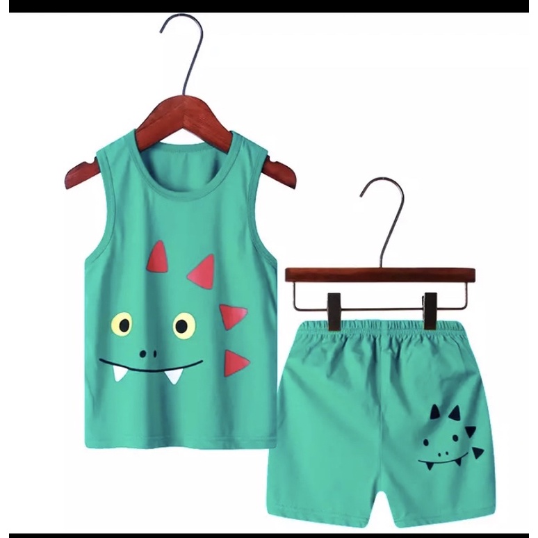 SETELAN SINGLET ANAK KARAKTER KARTUN,ANIMAL,HEWAN,DINO,SINGA,LION,PAUS,SERIGALA SIZE 6 BULAN-3 TAHUN PAKAI