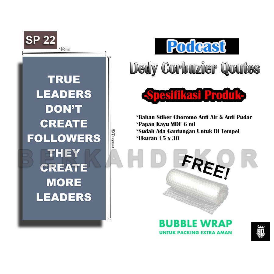 PODCAST SMART PEOPLE 22 Qoutes Deddy Corbuzier / Hiasan Dinding / Dekorasi Dinding / Pajangan Rumah