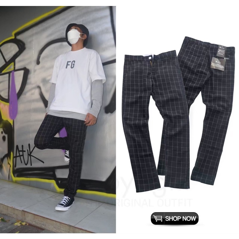 CELANA CHINO TARTAN PRIA ANKLE PANTS MOTIF KOTAK2 COWOK PANJANG WANITA SALUR MODEL SLIMFIT ORIGINAL 