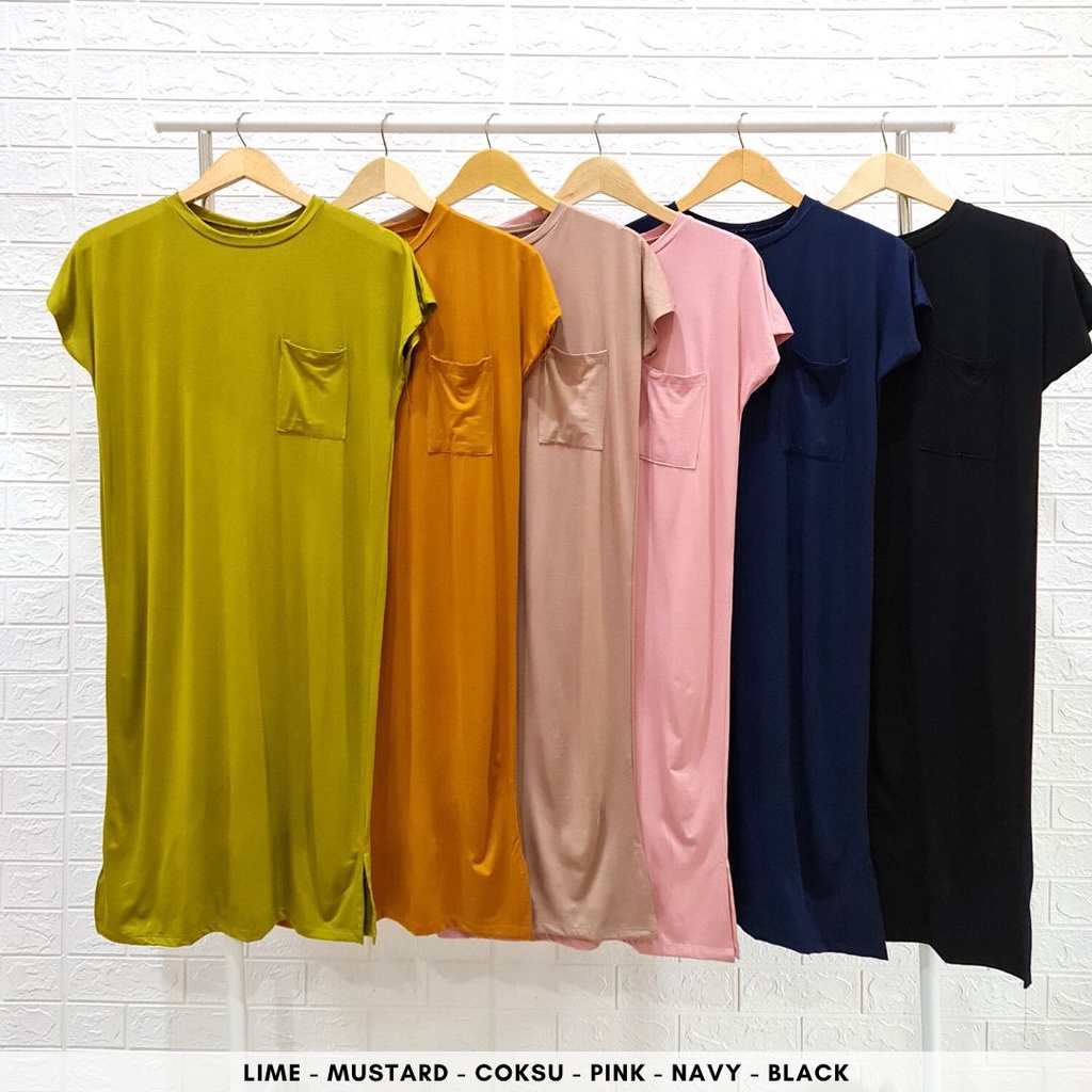 3806 egi pocket dress polos kantong dress bumil friendly dress tidur