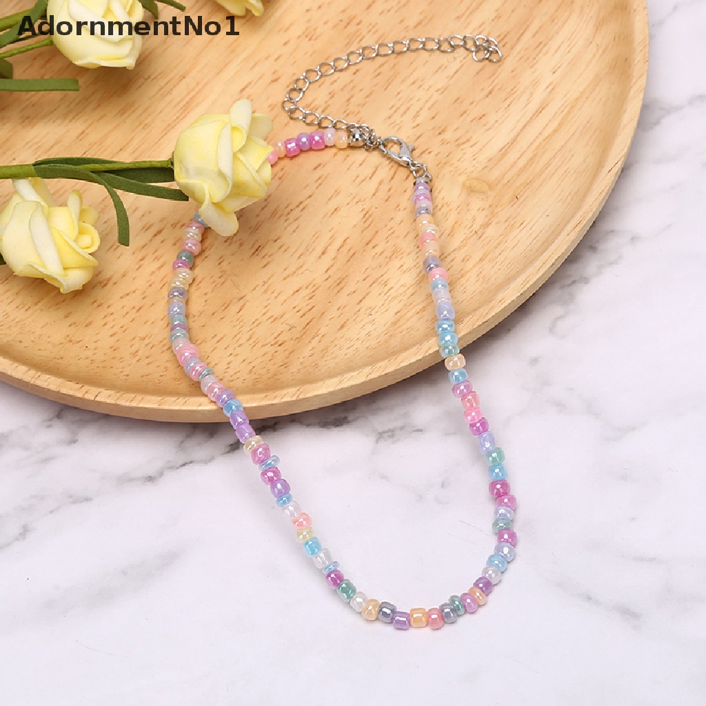 (AdornmentNo1) Kalung Choker Rantai Manik Warna Warni Gaya Boho Untuk Wanita