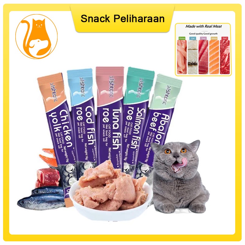 Hugopet Snack Kucing Snack Hewan Peliharaan Makanan Kucing Cat Food Cat Strip Cat Treats 16gr Snack Makanan Basah Cemilan Kucing