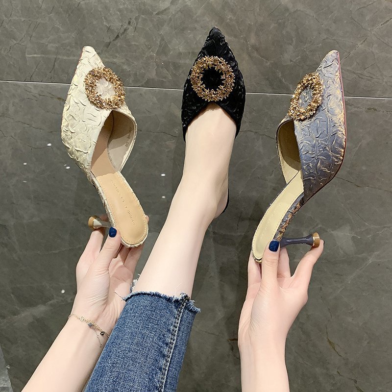 6720 Heels Wanita Pesta Kekinian Import Elegant Party Mules