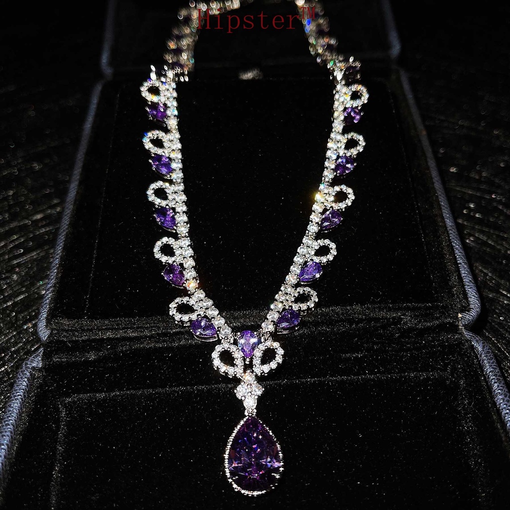 High-End Custom Luxury Micro-Inlaid Diamond Amethyst Pendant Necklace