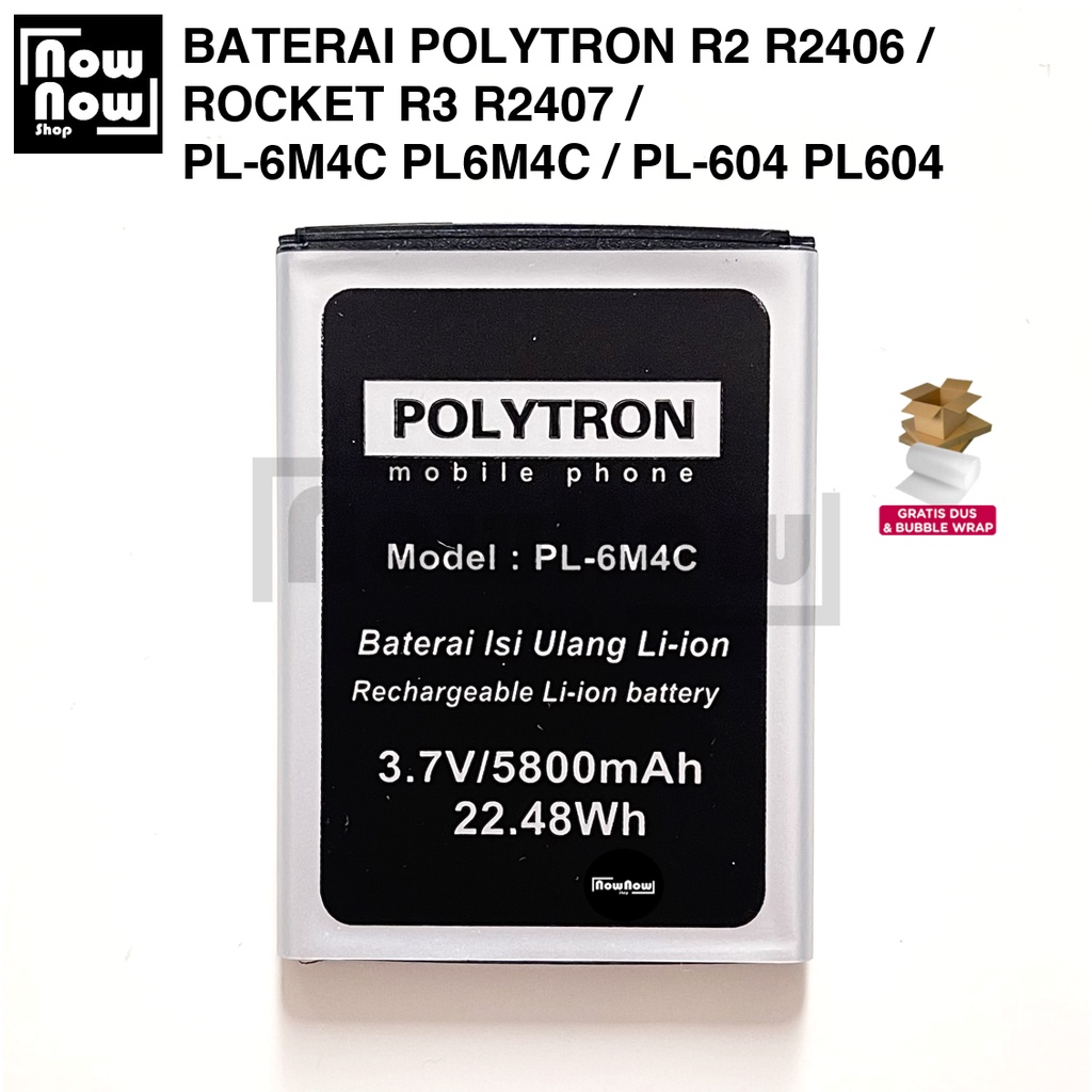 Baterai Polytron R2 R2406 Rocket R3 R2407 PL-6M4C PL6M4C PL-604 PL604 Double Power Batre Batrai Battery Politron HP