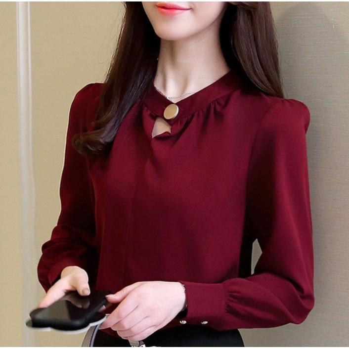 FORTGLASS OLYMPIA TOP BAJU ATASAN BLOUSE WANITA LENGAN PANJANG PAKAIAN SANTAI CEWEK WARNA HITAM-5