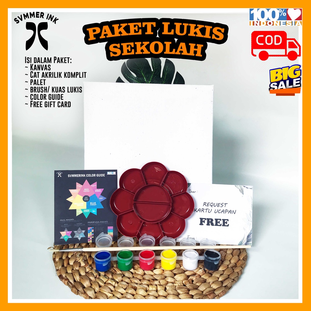 

Paket Sekolah Lukis Kanvas Palet Kuas Brush Cat Acrylic Cet Akrilik Canvas
