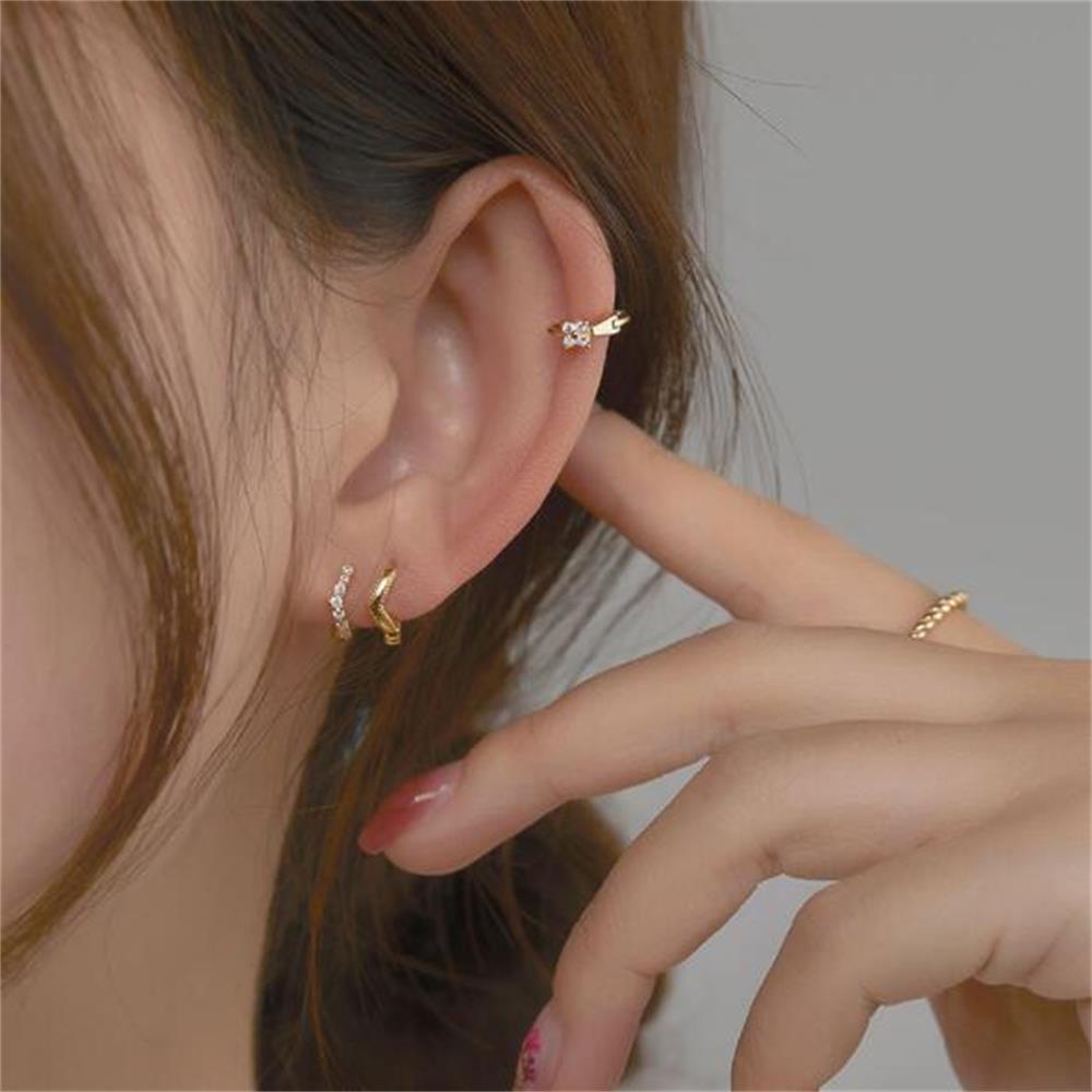 Preva Hoop Kecil Hoogie Anting Hadiah Untuk Wanita Pria Batu Mengkilap Berlian Imitasi Tulang Rawan Helix CZ Earrings