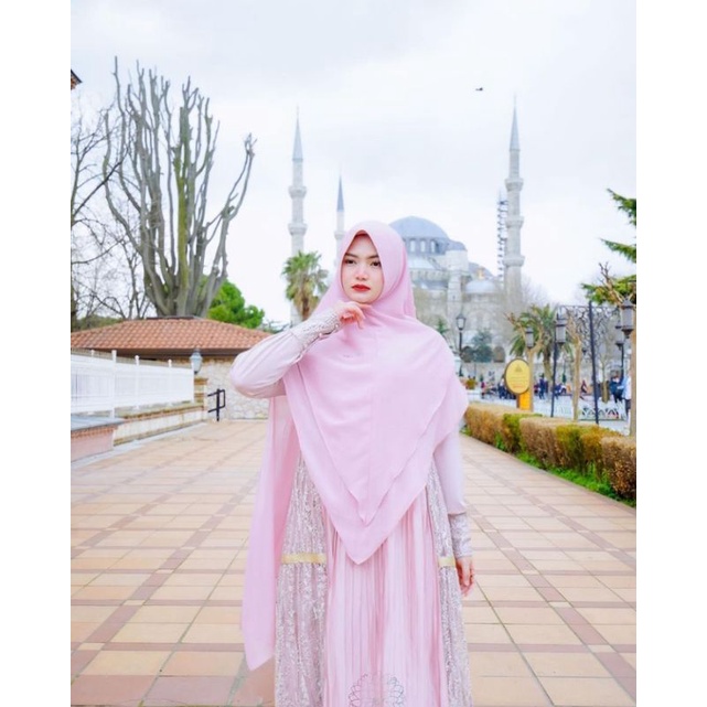 Nigoya Syari New Samaira Pink Set - Gamis Syari Pesta Haji Umroh Swarovski Mewah