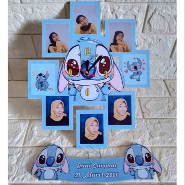 Jam Dinding Karakter Stich / Jam Custom By Request / Jam Foto Kado Ultah Anak