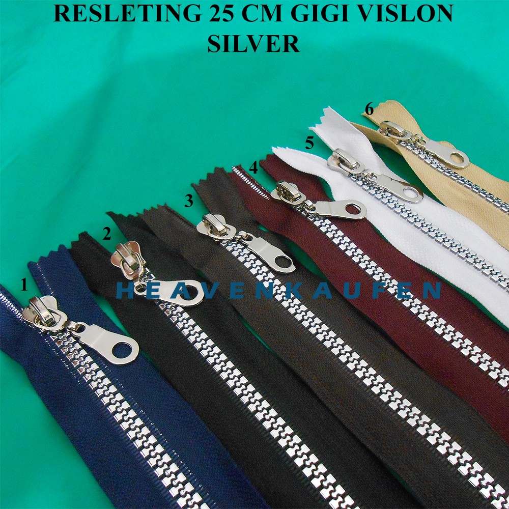 Resleting Zipper Ritsleting Retsleting Sleting 25 cm Gigi Silver Vislon