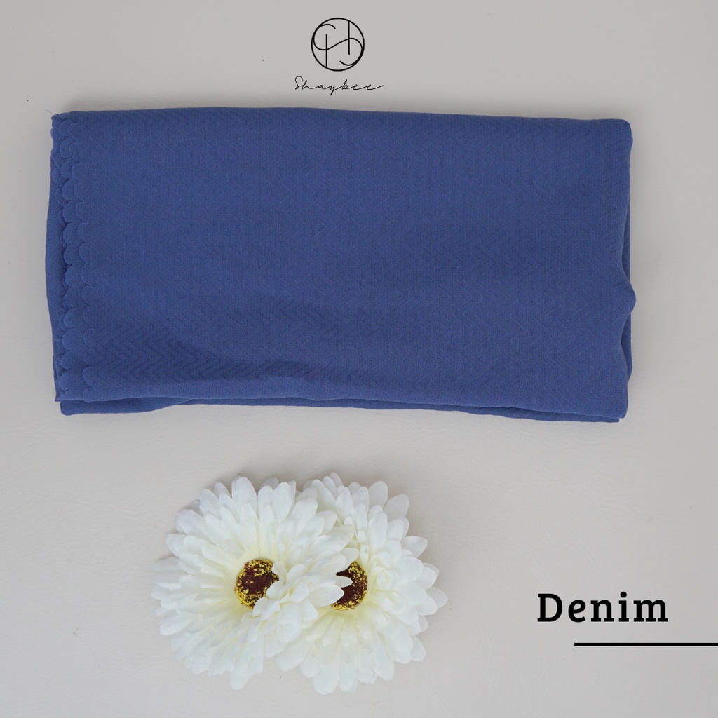 Hijab Potton Venus Segiempat | Bahan Pollycotton Venus | Hijab Daily By Shaybee.id-Denim