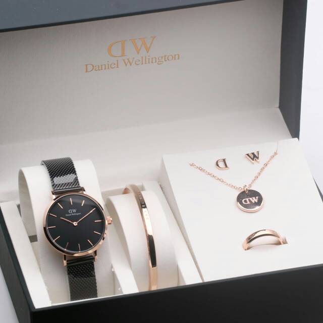Jam tangan cewek Daniel Wellington Paket gelang kalung anting cincin
