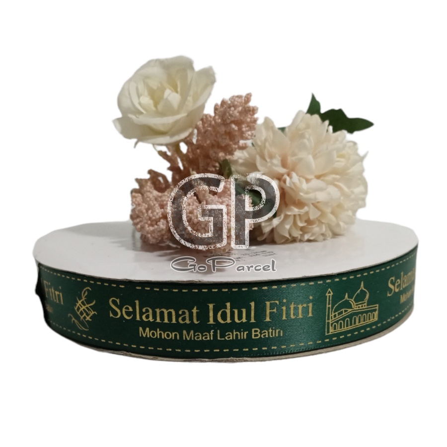 ( Meter ) IMPORT SATEN RIBBON IDUL FITRI LEBARAN - PITA SATIN POLI EMAS TIMBUL 3D SELAMAT IDUL ADHA EID MUBARAK FANCY HIASAN HAMPERS PARSEL PARCEL SOUVENIR GOODIE BA