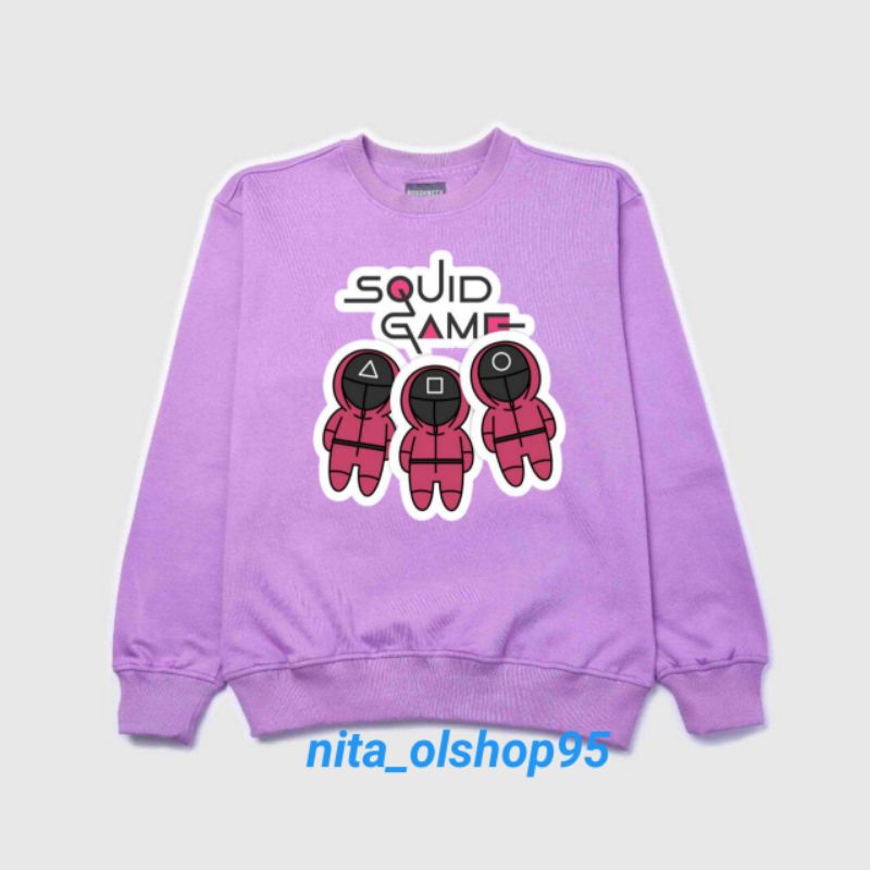 crewneck squaid game terbaru sweater anak pink baby ungu Lilac