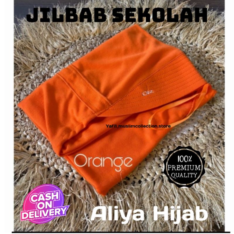 (Bisa Cod) jilbab sekolah Warna Orange model serut/Rabbani kw INNOVA LX/Jilbab sekolah bahan kaos/