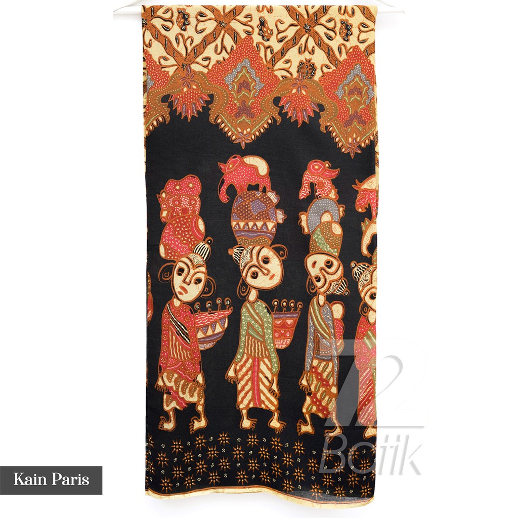 KAIN BATIK PREMIUM Bahan Paris Motif Jamu Gendong Warnahitam Orange Oren Oranye 726626 Cap 72 Jarik Jarit Samping Kebat Panjang Batik Paris Modern Premium Bahan Seragam Batik Pernikahan Kantor Keluarga Murah Kamen Jadi Batik Bali Lembaran