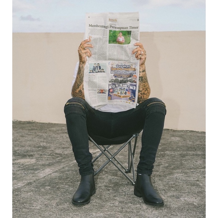 FAUSE ZIPPER LEATHER BIKER JEANS