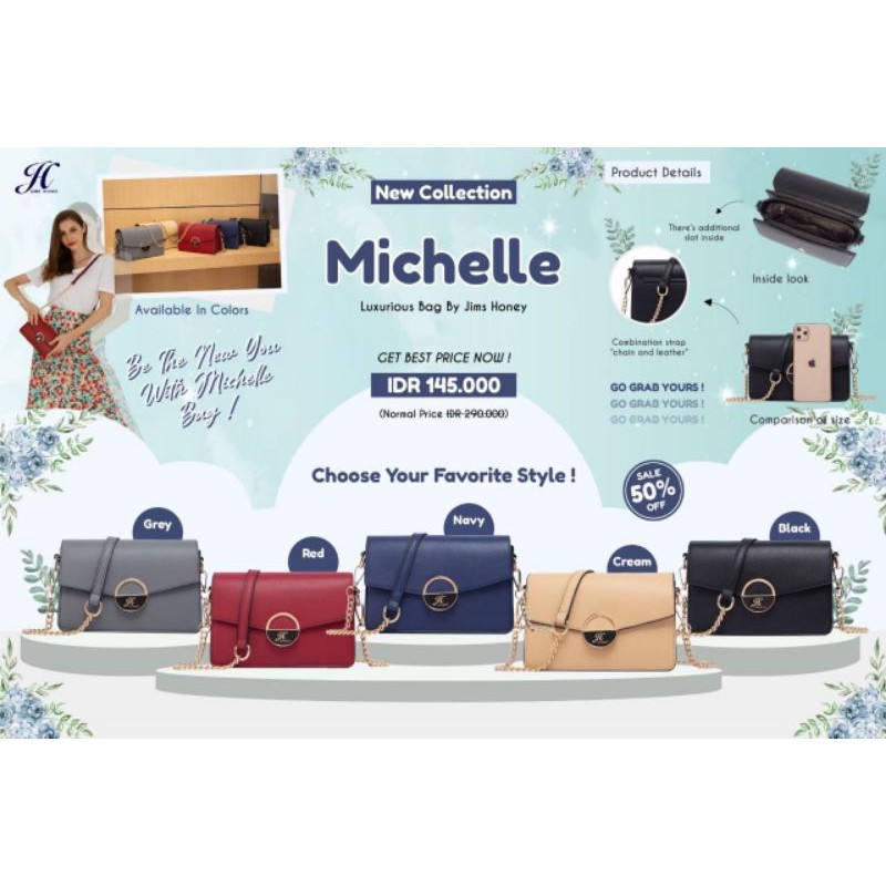 Tas SlingBag Jimshoney Michelle Bag Daily Party Hangout Mesenger - Tas Pesta Jims Honey Original