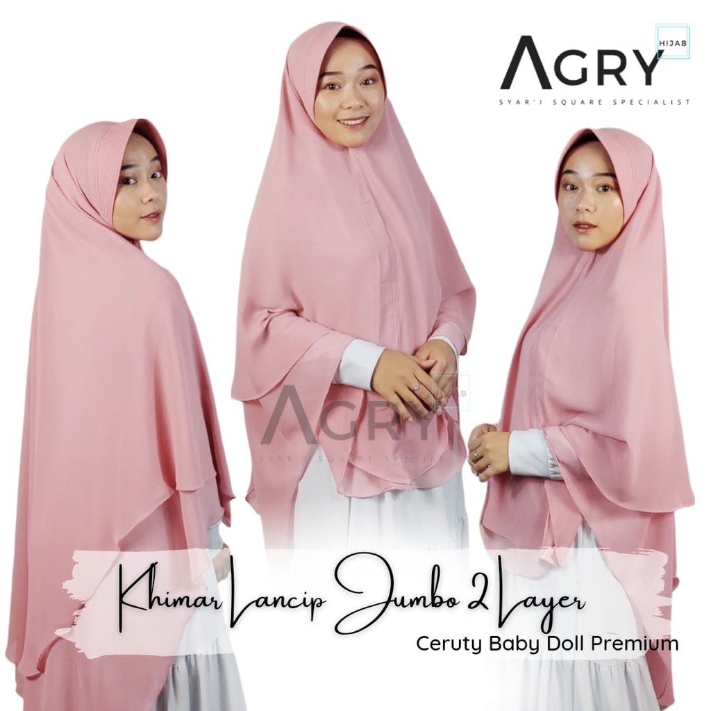 ᴀɢʀʏ Khimar Lancip Jumbo 2 Layer Ceruty Premium