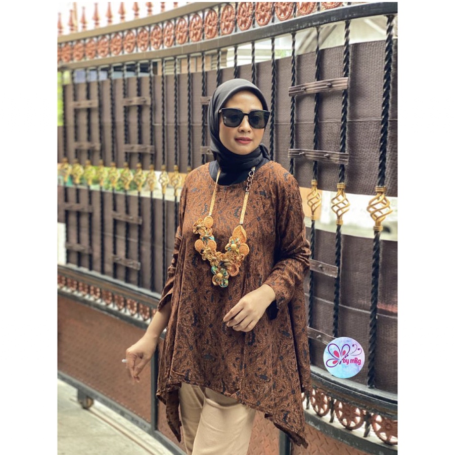 PREMIUM PARIS Batik Jawa Klasik Katun Kartini Blus Batik Jawa Coklat Lawasan Solo Seragam Classic Kondangan Blouse